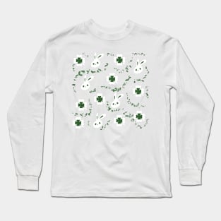 Clover & Bunny Pattern Long Sleeve T-Shirt